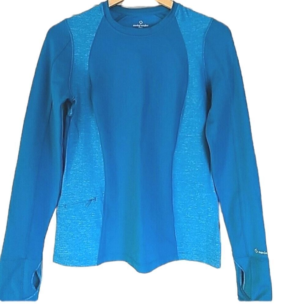 Moving Comfort Teal Blue Crew Neck Pullover Workout Top size M